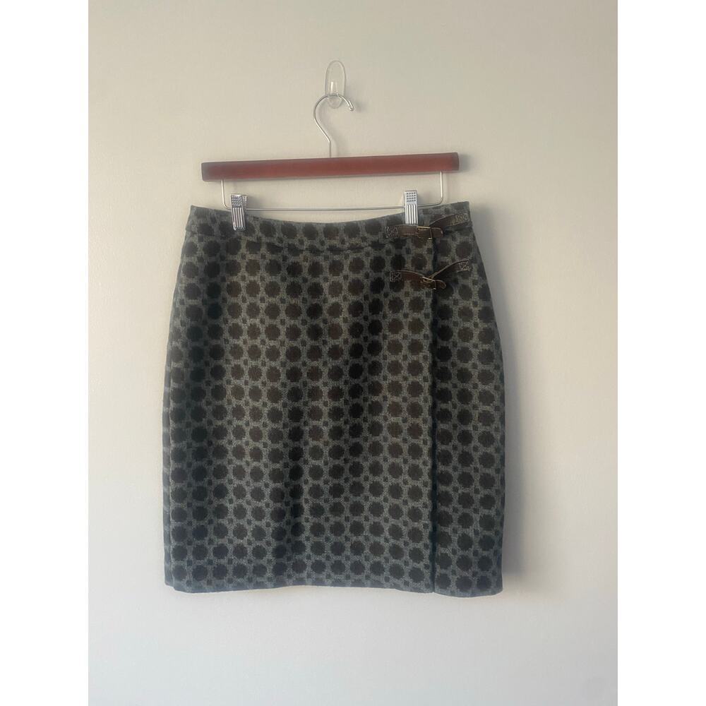 BODEN British Tweed by Moon 100%‎ Wool Polka Dot Crossover Mini Skirt 8L